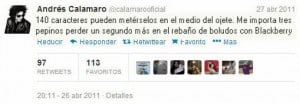 Twitter oficial de Andrés Calamaro